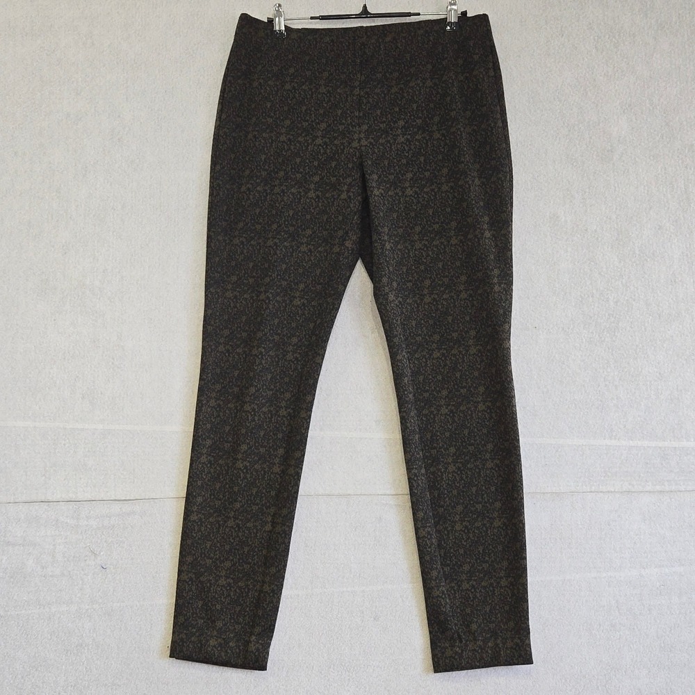 Grace Womens Medium‎ Brown Black Animal Print Stretch Ankle Pants BB78